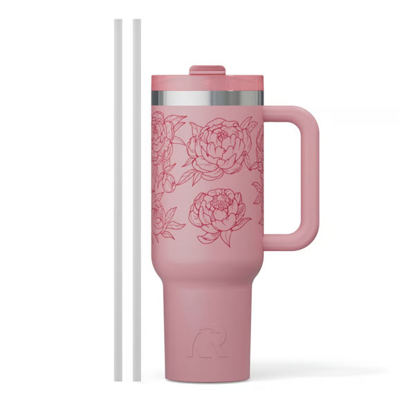 RTIC Outdoors - Road Trip Tumbler - Pink Peonies - Image 4